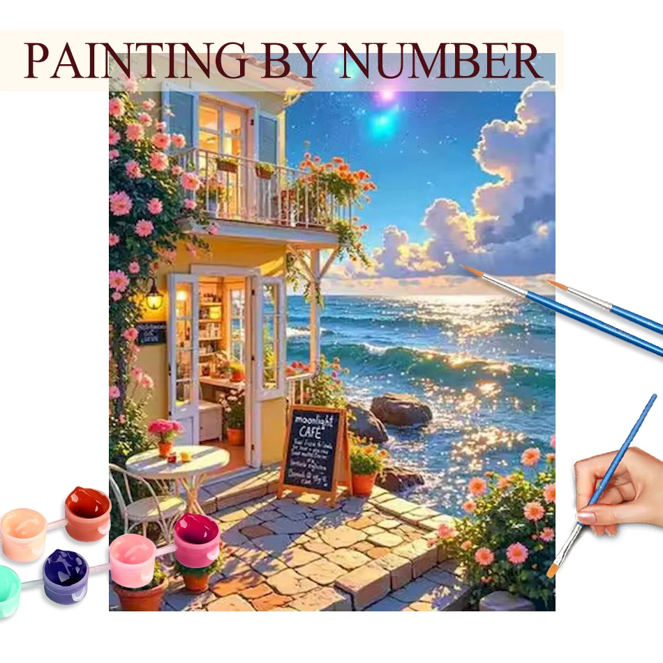 

GATYZTORY Paint By Number Sea Drawing On Canvas Hand Painted Painting Art Gift DIY Pictures By Numbers Seascape Kits Home Decor
