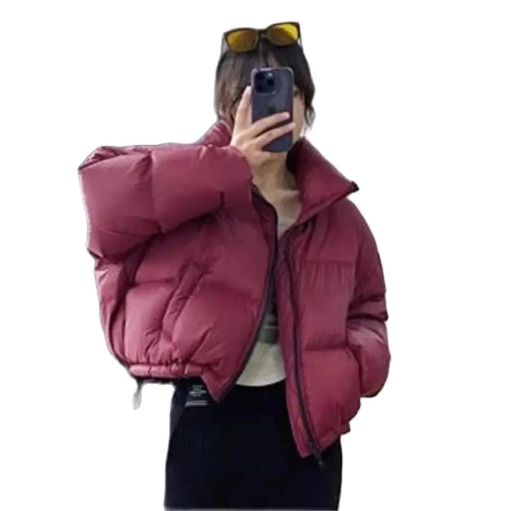 Black Parkas Crop Puffy Coats Women Fashion Korean Winter Slim Thick Warm Simple Shorts Coats Streetwear All Match Chic Jacket