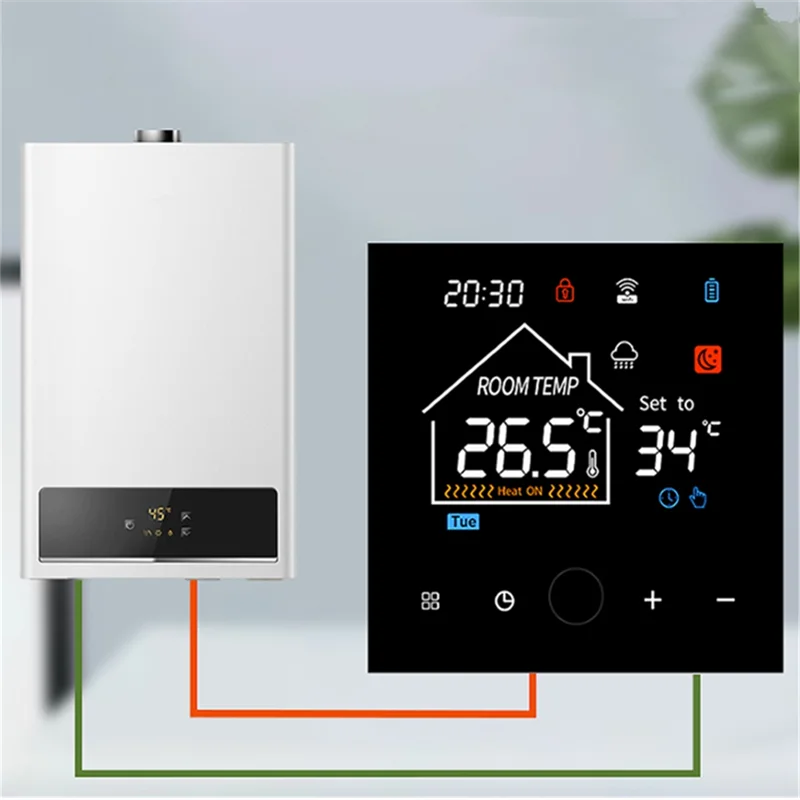 Tuya Smart Home Wifi جهاز التحكم عن بعد في درجة الحرارة، ترموستات فرن جدار الغاز اللاسلكي، تسخين تحت الأرضية قابل للبرمجة - [Qahk]