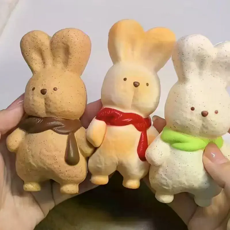 Cute  Bread Bunny Toys Soft Slow Rising Texture Lovely Scarf Design For Stress Relief Desk Decor Kids Gifts