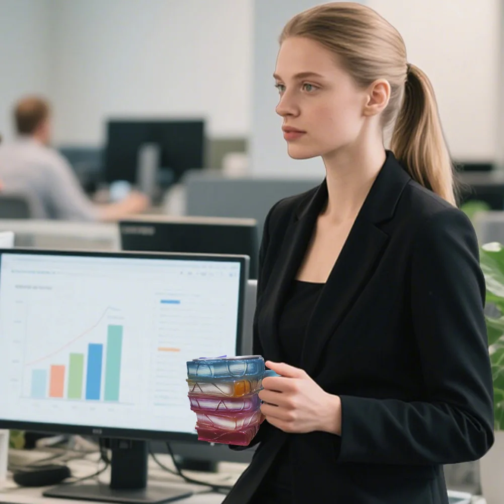 

Кружка-книга с росписью, уникальная 3D-кружка в виде стопки книг, необычная цветная стеклянная кружка-книга для любителей литературы, коллекционные подарки