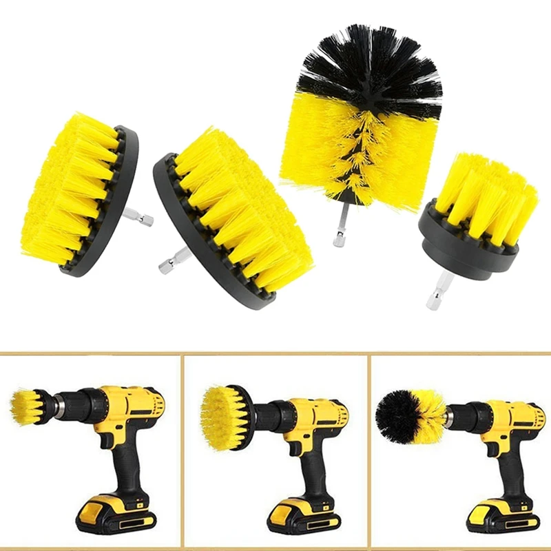 4-Piece Electric Cleaning Brush Head Kit Multi-Functional Ceramic Tile Space Car Hub No Dead Angle Home Cleaning Tools