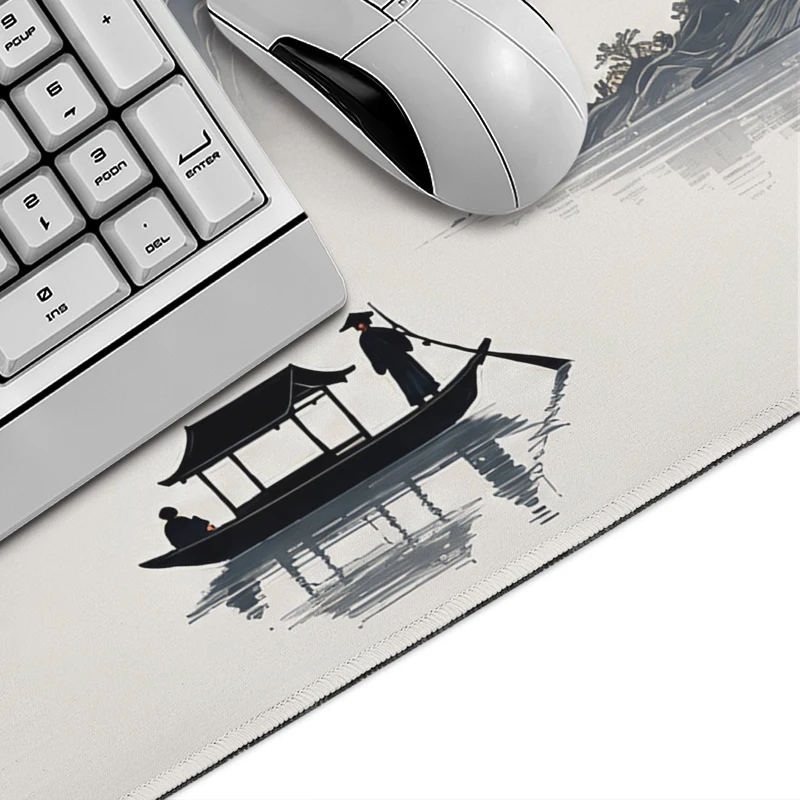 Mouse Pad Ink Landscape Red Sun Cherry Blossom Gaming printon demand Mousepad XXL Desk Mats Soft Computer Desktop Mouse Pad