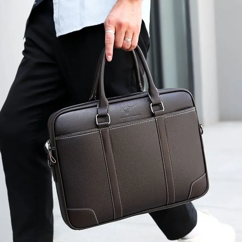2027 New Business Laptop Bags Pu Leather Men's Briefcase Luxury Brand Male Handbags Men Messenger 14 Inch Computer Bag