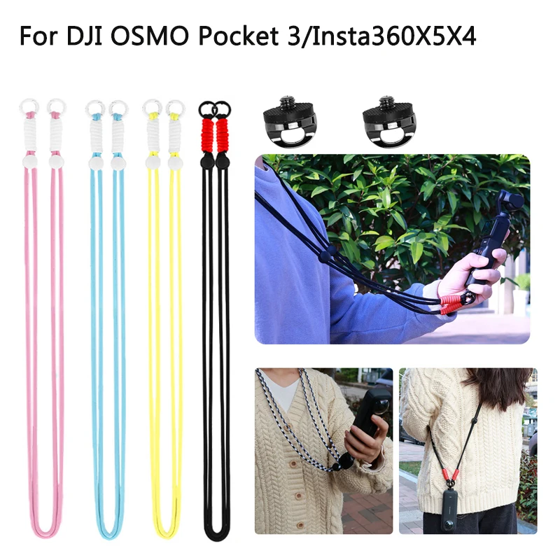 Sangle de cou à bandoulière pour DJI OSMO Pocket 3, avec vis de 1/4 pouces, lanière de caméra Anti-perte pour Insta360 X5 X4 Gopro, accessoires