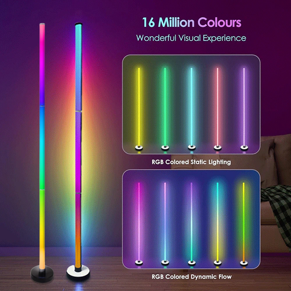 

Угловой напольный светильник RGB с активацией звуком, 3-секционный, синхронизация с музыкой, с пультом ДУ, атмосферное освещение для спальни и гостиной