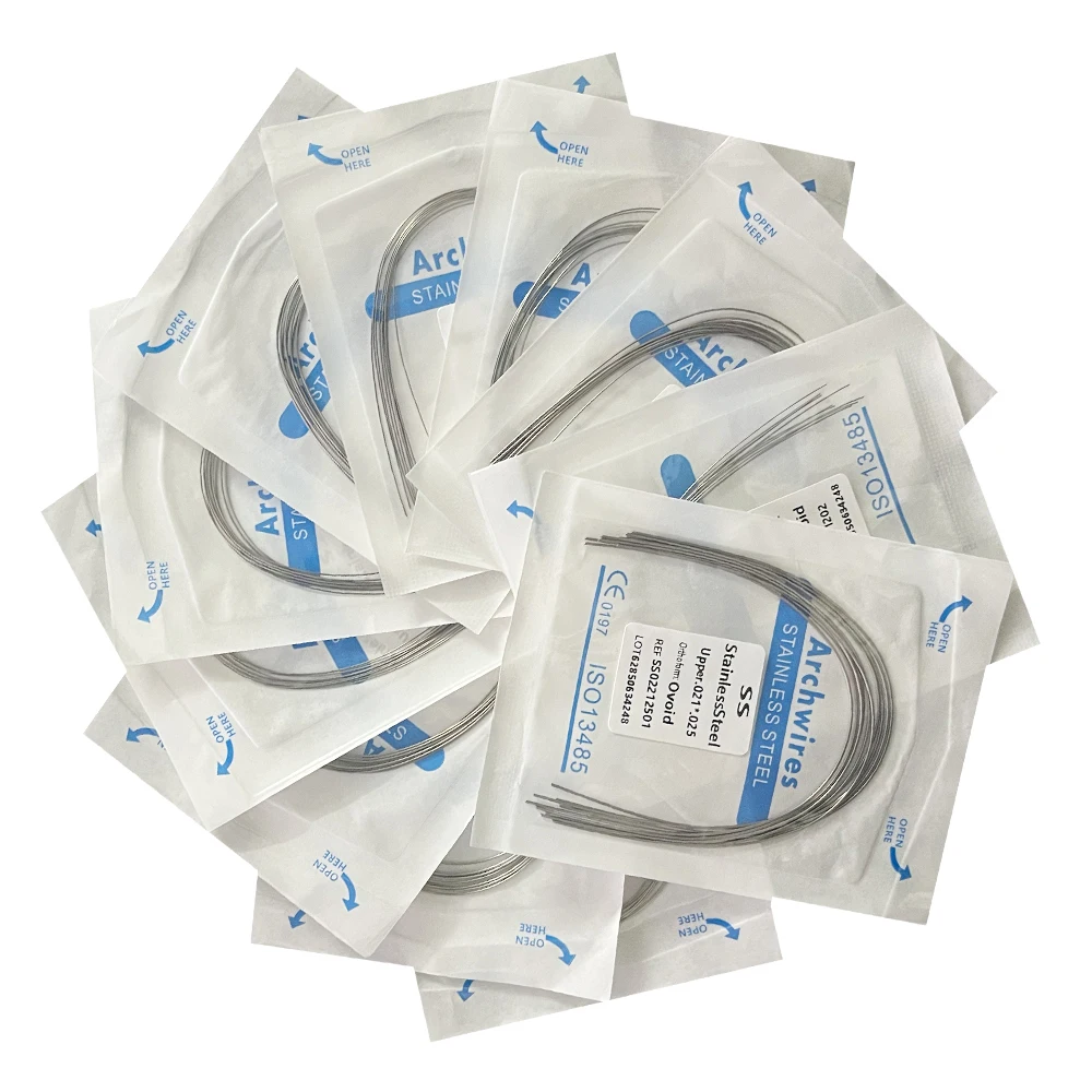 Fil orthodontique dentaire rond/rectangulaire en acier inoxydable, forme ovïde, matériel de dentiste, fil d\'arc dentaire, 10 pièces/paquet