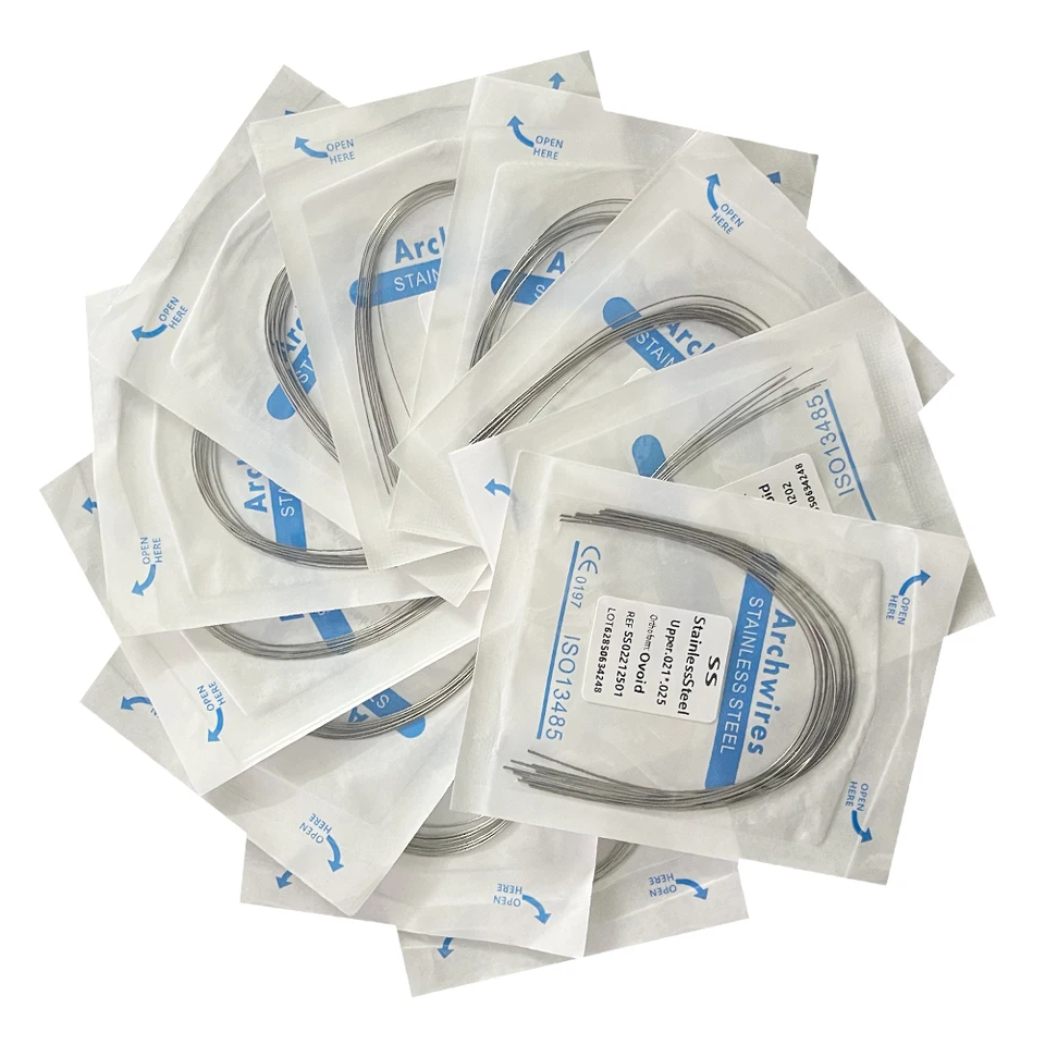 10 Piezas/Paquete Alambre Dental de Ortodoncia de Acero Inoxidable Redondo/Rectangular en Forma de Ovoide, Material Dental para Dentistas