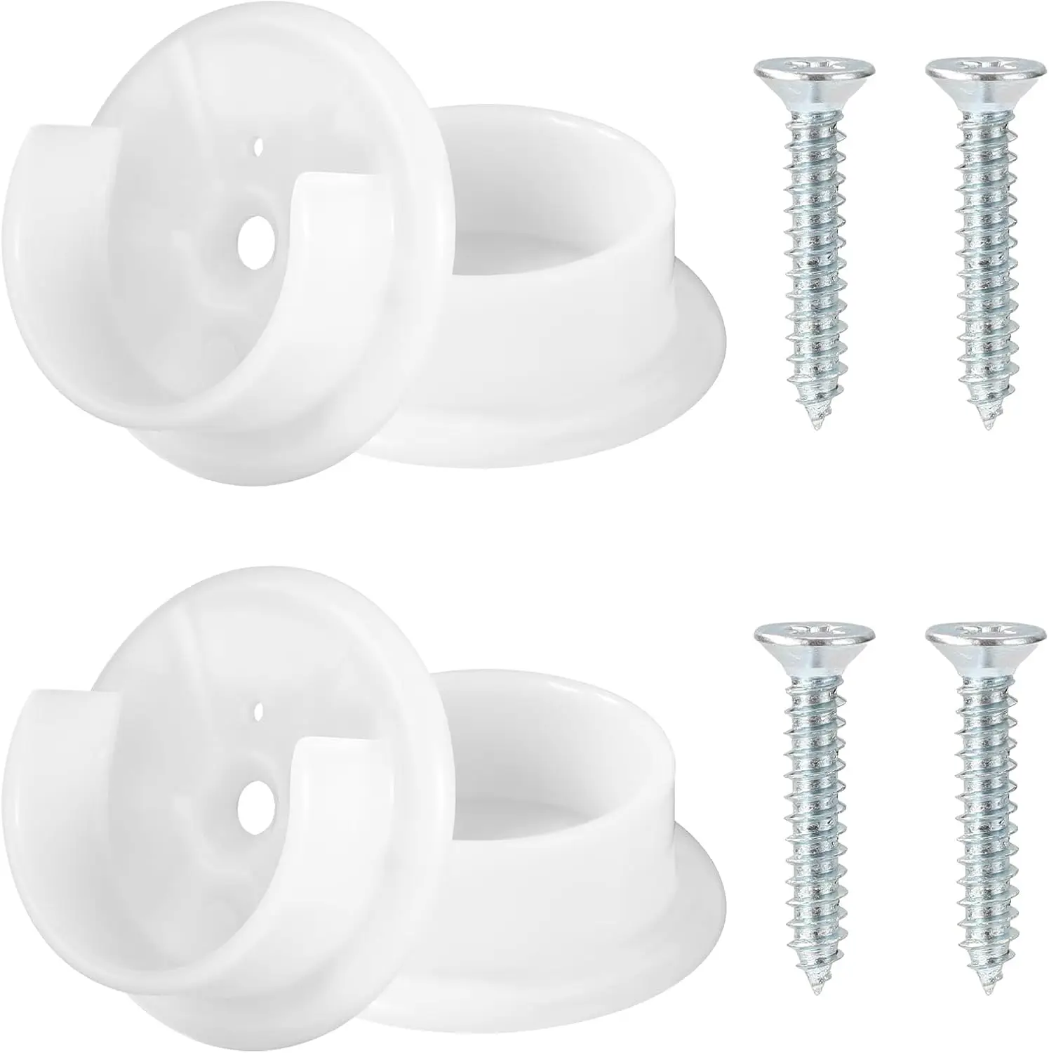 

4 Pcs Closet Rod Holders, Heavy Duty Plastic Pole Sockets for 1-3/8" Rods, with Screws, White