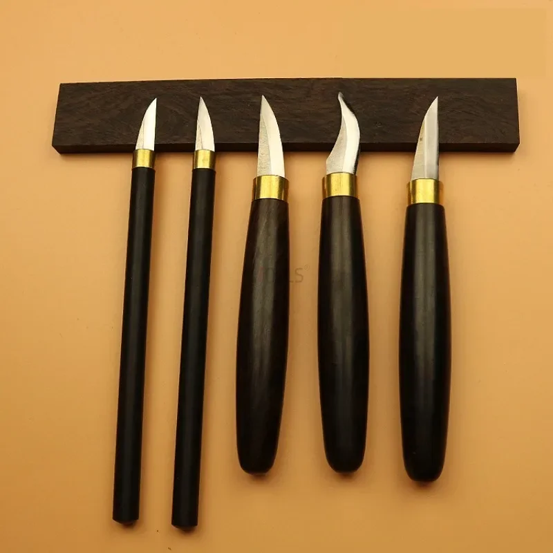 5Pcs Wood Handle Carving Knife Hand Tool Set Wood Cut DIY Chisels Digging Spoons Cutting Manual Detailed Woodworking Tools Suit