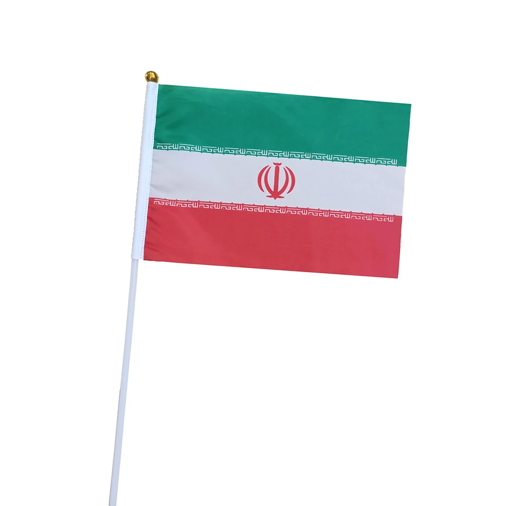 علم يد إيران 14 * 21 سم سارية علم بلاستيكية، تستخدم لتمليح الأعلام أثناء أنشطة تزيين العطلات