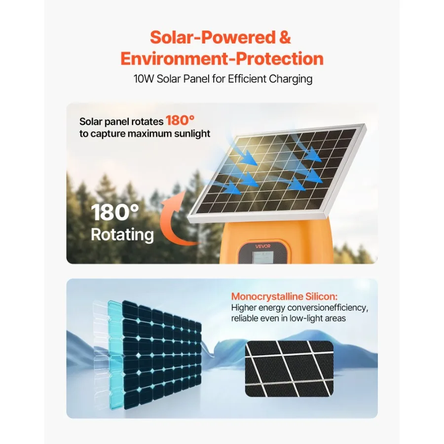 شاحن سياج شمسي 0.3J 8kV 1.86 ميل منشط سياج كهربائي للماشية #4