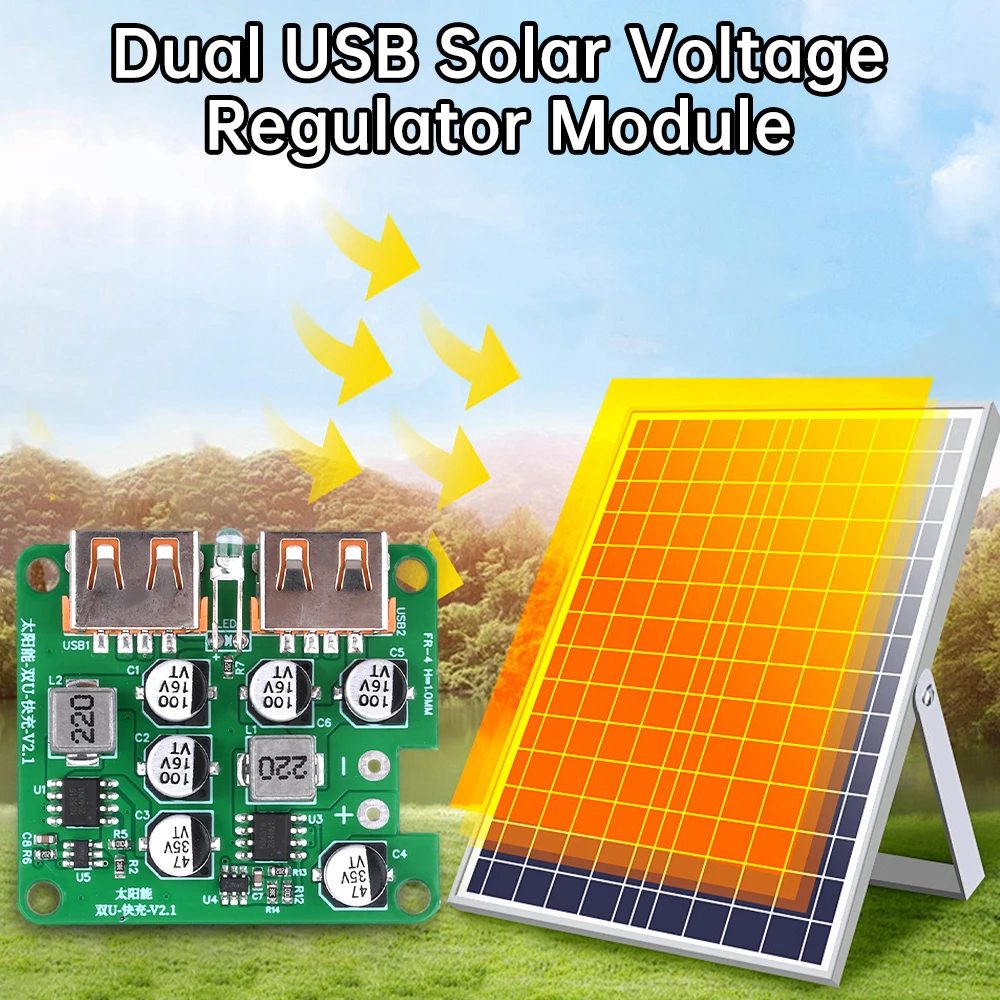 Dual USB Solar Voltage Regulator DIY Module QC 3.0 Fast Charging for Solar Panel Charger 5V 9V Solar Controller