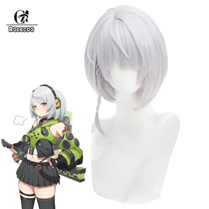 

ROLECOS Synthetic Hair Zenless Zone Zero Anby Demara Cosplay Wigs Gentle House Anby Demara 30cm Short Straight Silver Grey Wig