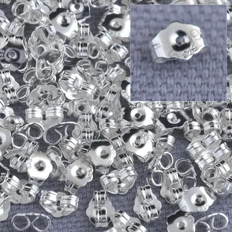 Bulk 1000PCS Genuine Fine 925 Sterling Silver Jewelry Findings Back Stopper For Stud Pin Jewelry Settings 925 Stamped