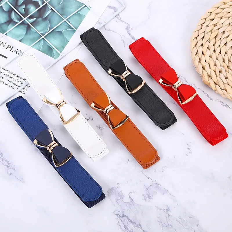 Women Elastic Waist Cincher Belt Wide Stretch Corset Belt For Coat Dress Jacket Slimming Shaping Decorative Buckle Belt