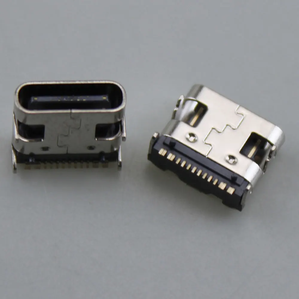 1-10Pcs  Micro USB-3.1 socket SMD Type-C female header 16P HD transmission interface 4 fixed pins Bidirectional Connector