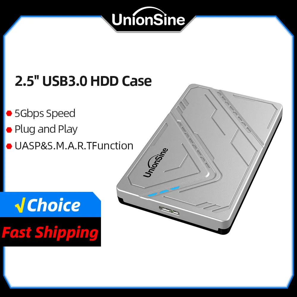 

UnionSine External hard drive housing HDD Case 2.5inch USB 3.0 HDD Enclosure Serial Port SATA SSD Support Storage box Organizers