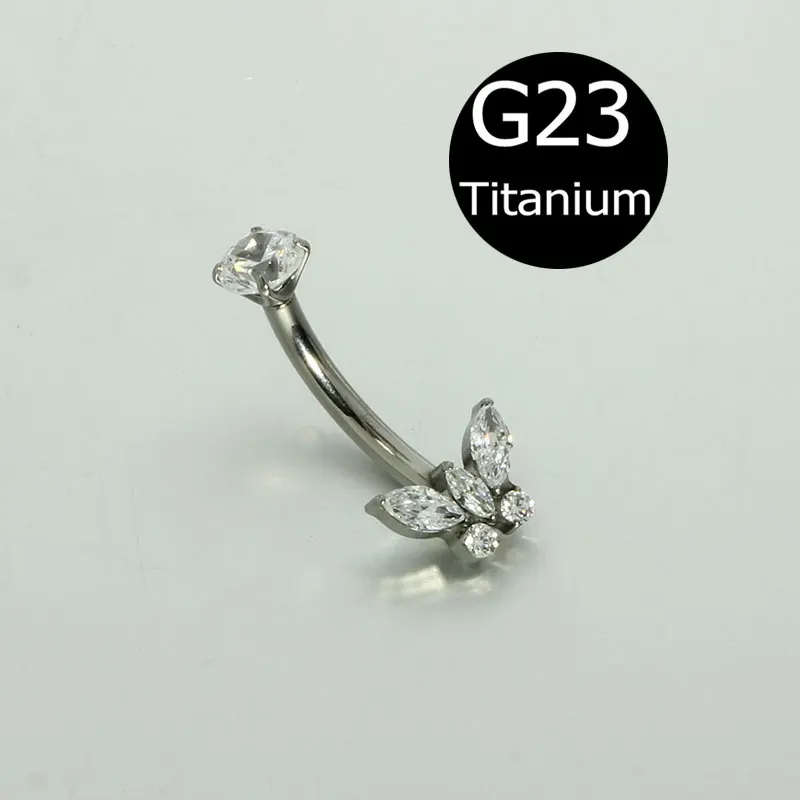 14G G23 Titanium Belly Button Ring with Zircon