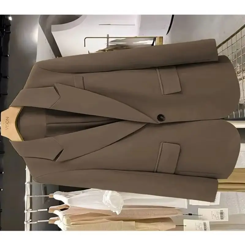 

Korean Female Solid Color Tops Outwear Spring Autumn Women Leisure Long Sleeves Suit Coat Ladies Fashion Patchwork Blazer Jacket