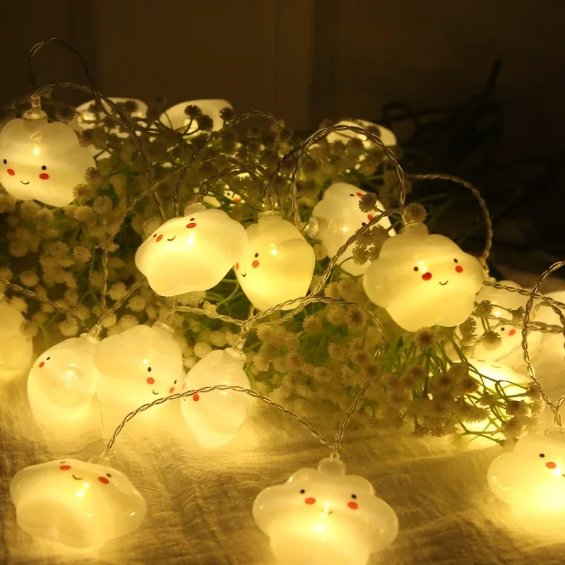 1.5m LED Light String Cute Smiling Face Cloud Garland Light Wedding Party Living Room Christmas Trees Wreaths Decor Lamp String