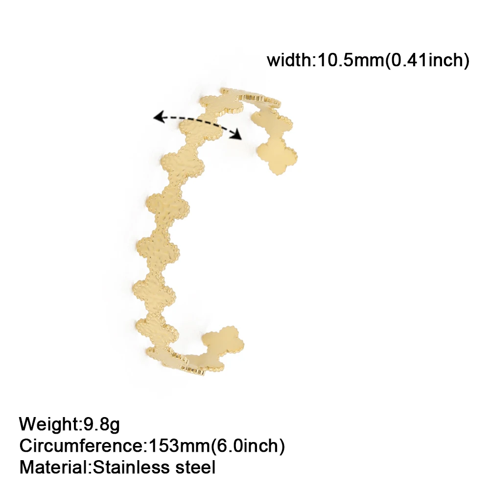 سوار برسيم بأربع أوراق من الفولاذ المقاوم للصدأ للنساء ، أساور زهور ، مجوهرات للفتيات ، حفلة عيد الميلاد ، هدية الحبيب #6