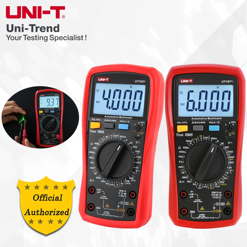 UNI-T UT105+/UT107+ True RMS Automotive Multimeters; VFC Low-Pass Filter, RPM 2-Strand/4-Strand