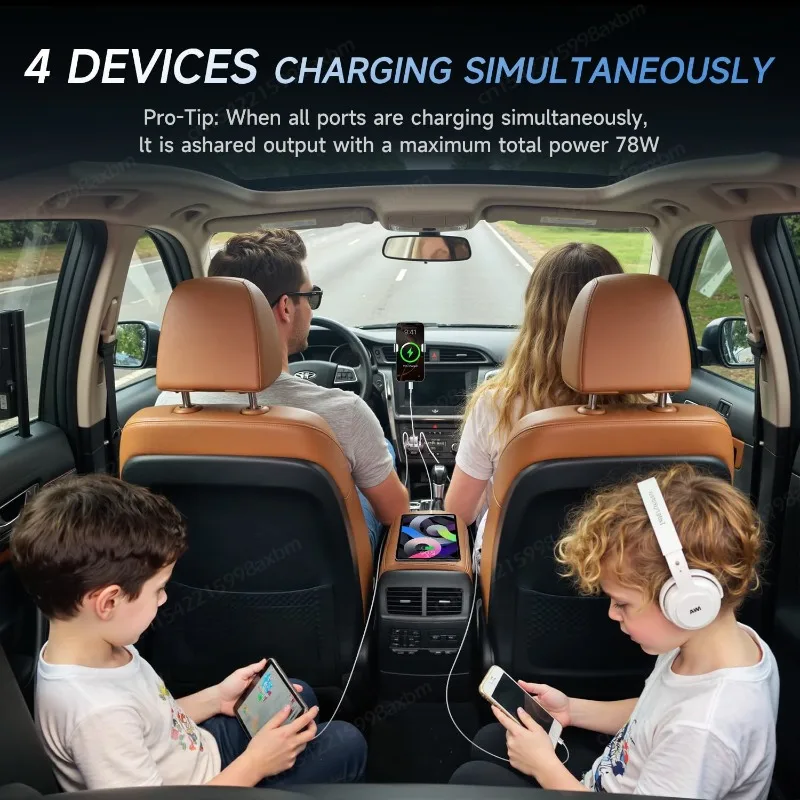 12V USB Outlet 4-Port 78W Dual PD30W & QC3.0 Fast Charger Waterproof Power Outlet with Voltmeter for Car RV Boat Truck Bus Golf