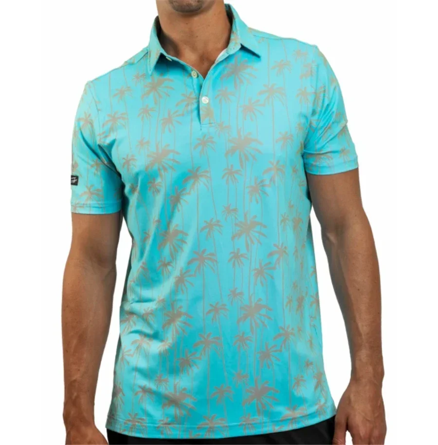 Summer Printed Floral Casual Golf T-shirt Men Outdoor Short Sleeve Quick Dry Breathable Clothing Lapel F4 Racing Polo T-shirt view 4