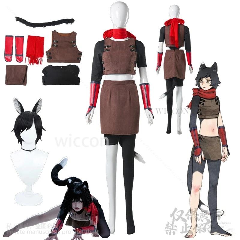 أزياء أنيمي لذيذة في الزنزانة إيزومي هيتومي التأثيرية فستان موحد بدلة مثيرة باروكات ذيل فروي لحفلات الهالوين حسب الطلب