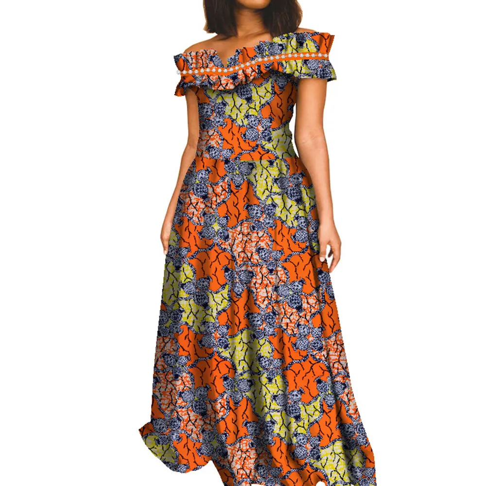 

Модные африканские платья для женщин с вырезом лодочкой платье из Анкары Африканский принт длинное платье Дашики базин богатые африканские платья макси WY8409