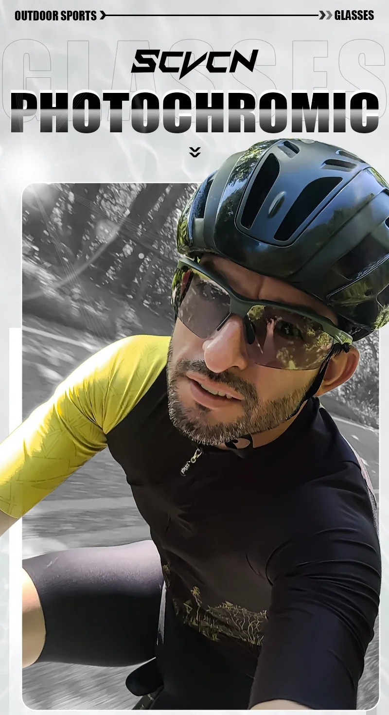 SCVCN Photochrome Radfahren Sonnenbrille Brille Fahrrad MTB Fahrrad Wandern Golf UV400 Sportbrille für Männer Frauen Baseball – Detail 1