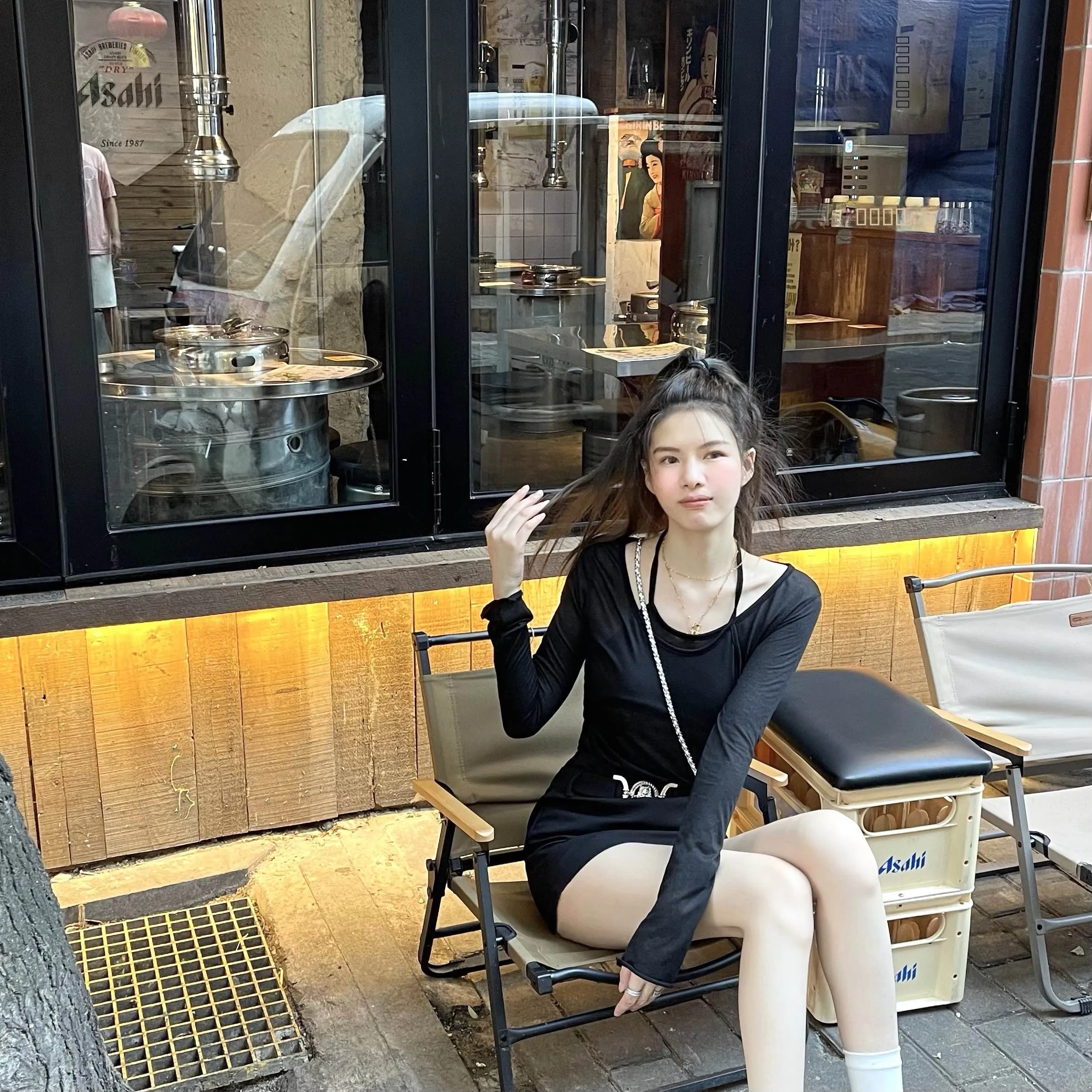 

Nemowu Spicy Girl Slim Fit Long Sve T-irt Women's Faion Design Simple Pure Color Commute Sle Korean round Ne Top