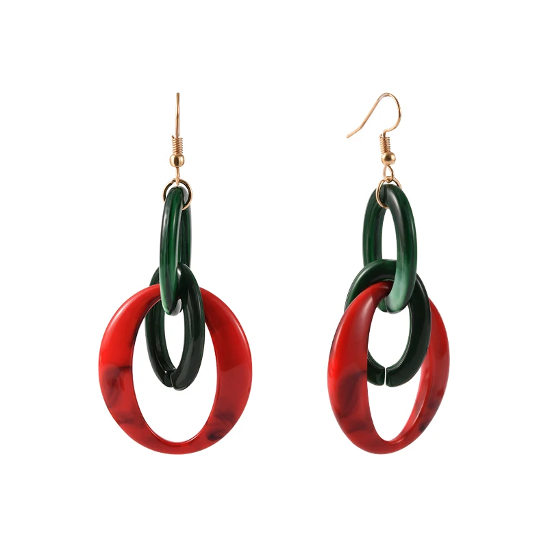 

Ethnic style circle earrings, personalized exaggerated long acrylic ear hook decorative earrings