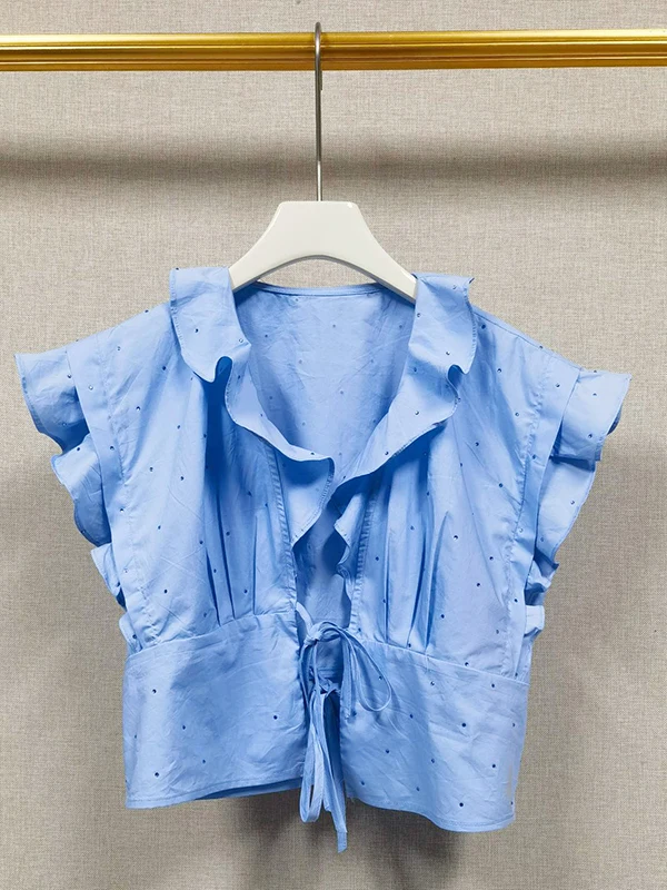 

Женская модная новинка MaSandeS: кружевная отделка со стразами, чистый хлопок, для повседневной носки, весна-лето