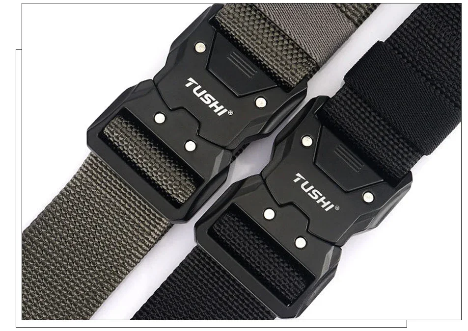 Quick Release Pluggable Metal Buckle Canvas Tactical Belt For Drilled Tough Nylon Belt For Men Durable Webbing Belts Training