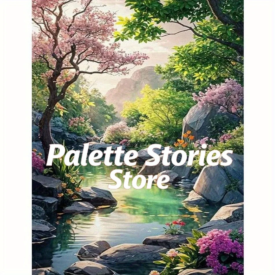 Pintura por Números sin Marco para Adultos Principiantes, Kits de Pintura en Lienzo para Regalo, Kit de Pintura al Óleo Brook, Manualidades de Pintura para Adultos para Regalo H
