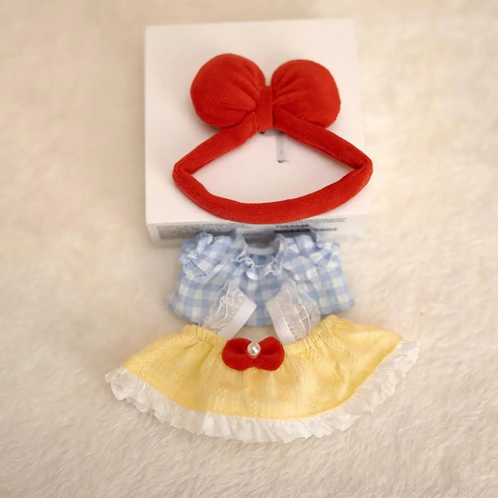 For 17 cm Labubu pendant doll baby clothes bow lace strap skirt labubu doll plush toy doll dress up Exquisite Dolls Decoration