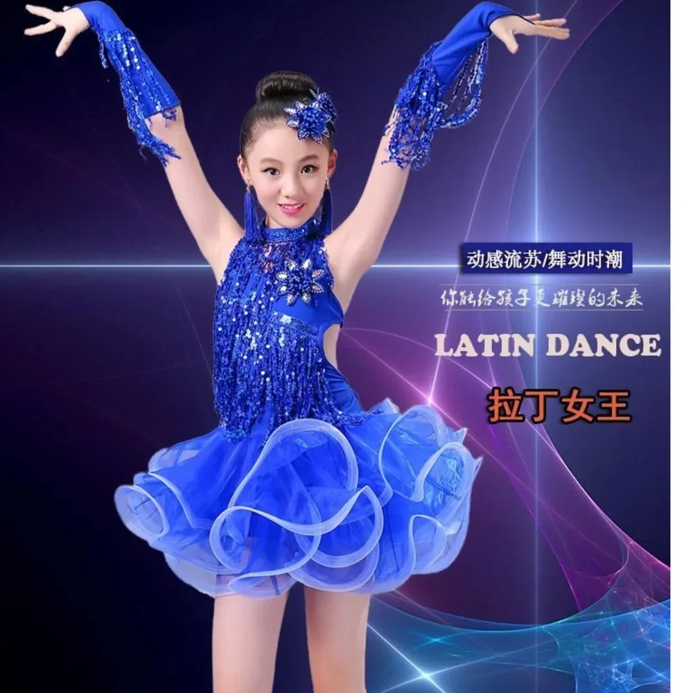 Платье для латинских танцев с блестками и кисточками для девочек, сальса, ча-ча, самба, танго, бальные танцевальные платья, детские бахрома, детские профессиональные