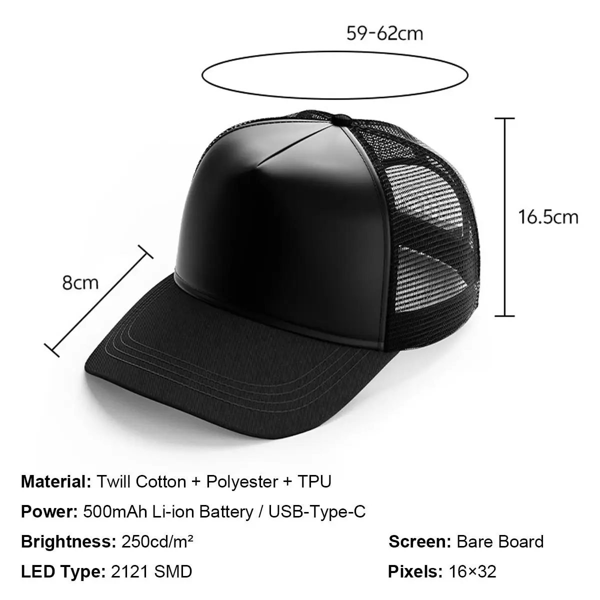 Smart LED Hat DIY Custom Pattern LED Sign Screen Light Up Message Hat Club Accessories Club Rave Art USB Led Gift Deco Men Boy