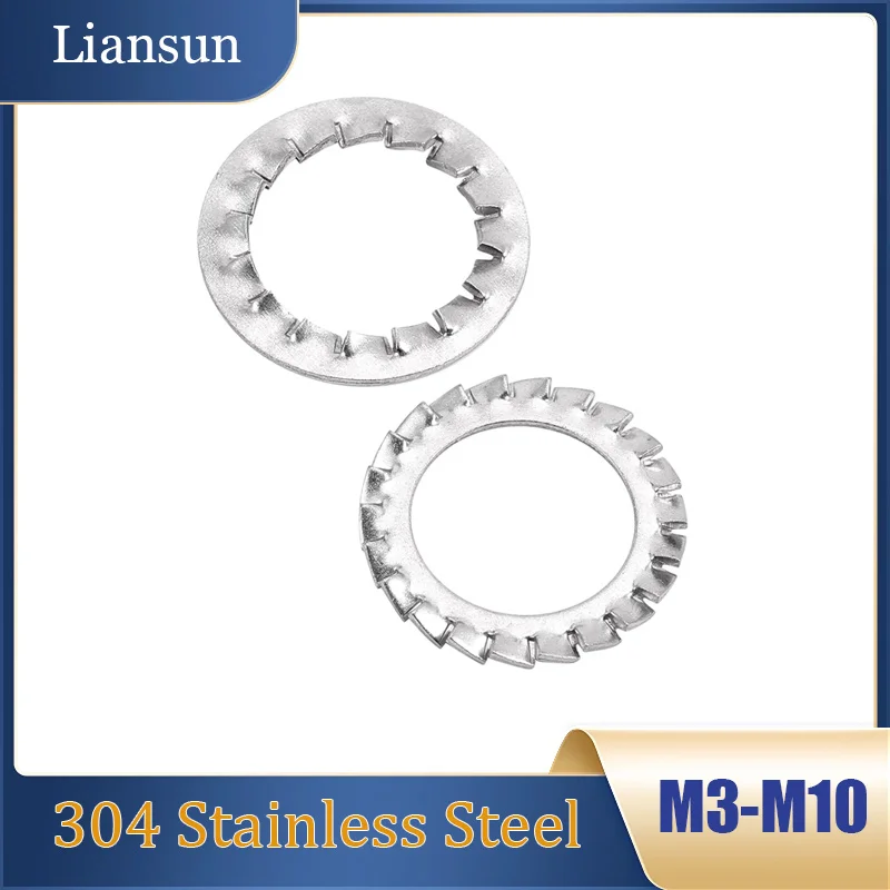40/50/100/200 قطعة الداخلية الخارجية مسننة قفل غسالة Shakeproof ستار طوقا M3 M4 M5 M6 M8 M10 304 الفولاذ المقاوم للصدأ