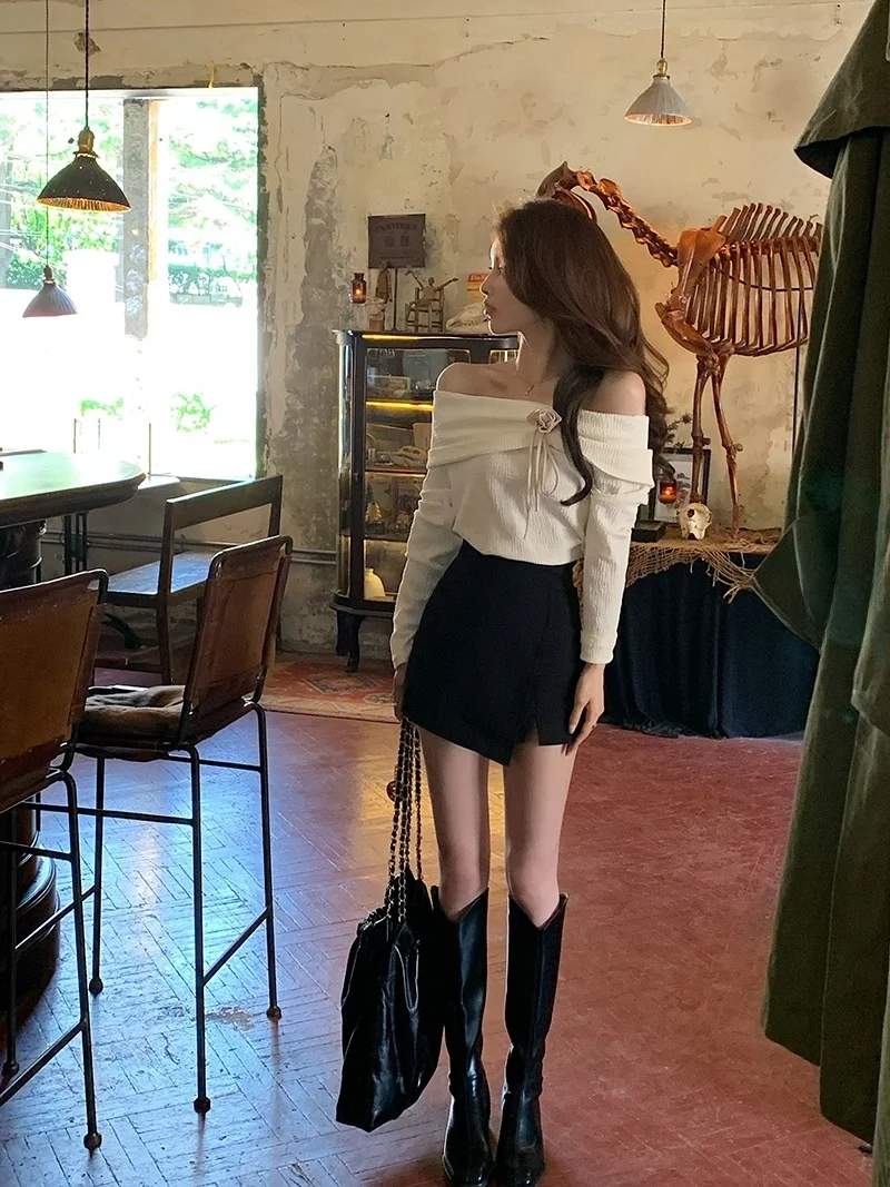 

Модная женская футболка OnlyNii осеннего дизайна из конопляного материала, на одно плечо, с длинным рукавом, приталенная, стандартной длины