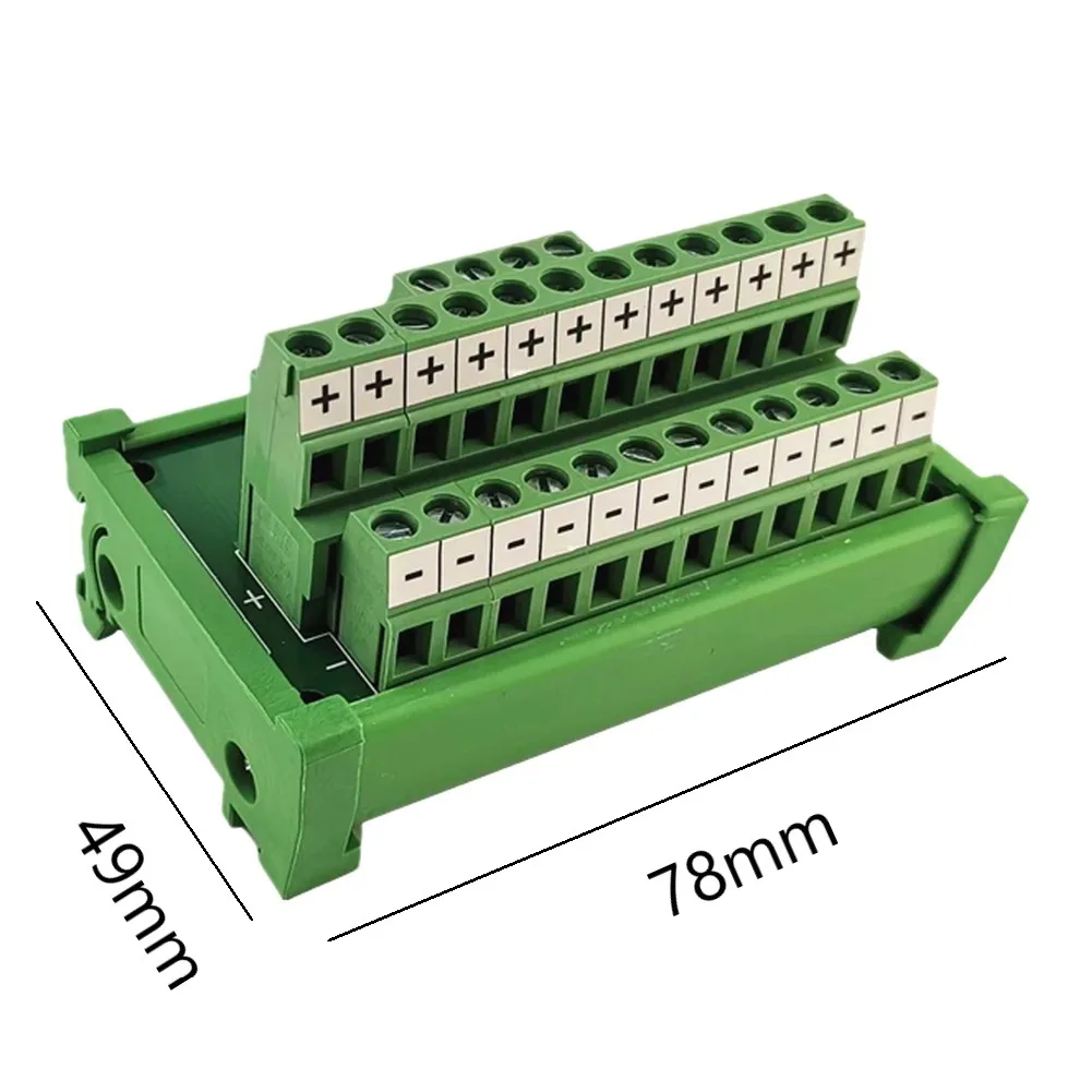 Power Distribution Terminal Block 2 Input 12 Output for DIN Rail 35mm Standard with Compact Dimensions and High Current Capacity