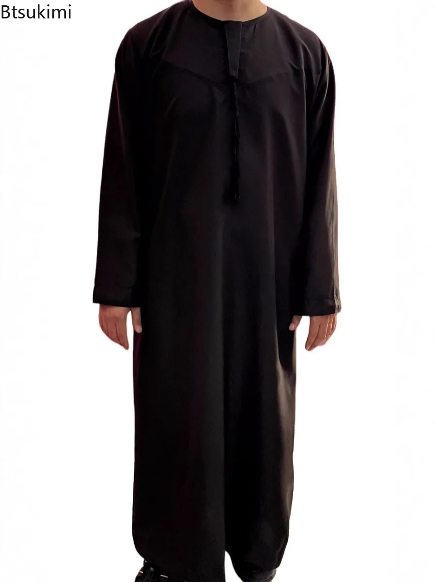 2025 Abaya islamska męska szata muzułmańskie sukienki Djellaba prosta modna aplikacja koszule arabska sukienka męska odzież etniczna prezent Thobe