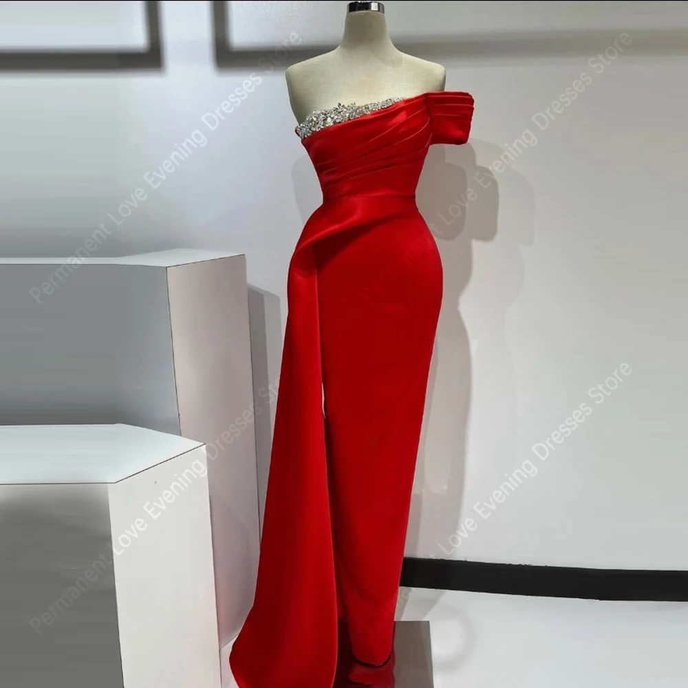 

One Shoulder Sleeveless Women Evening Dresses Fascinating Mermaid Prom Gowns Mopping Length Banquet Robes de soirée Customized
