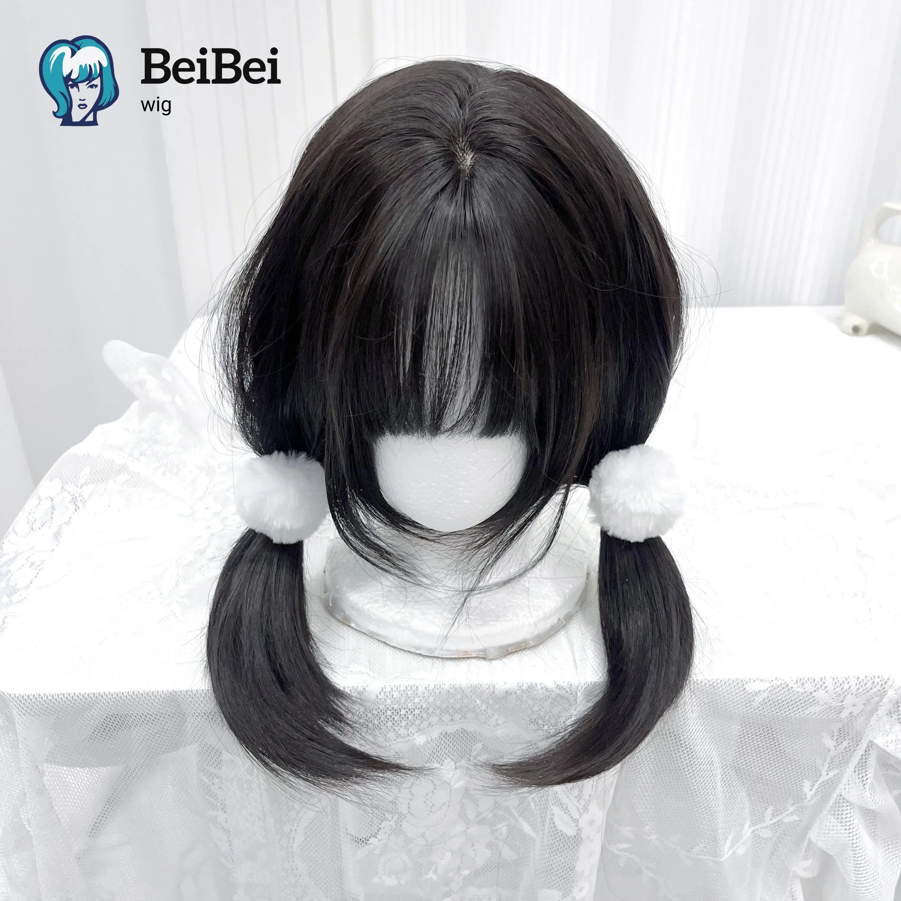 

14-дюймовый парик Лолита, черно-коричневый, прямой, многослойный, с термостойким челкой, синтетический, для женщин, для повседневного использования, косплея и вечеринок