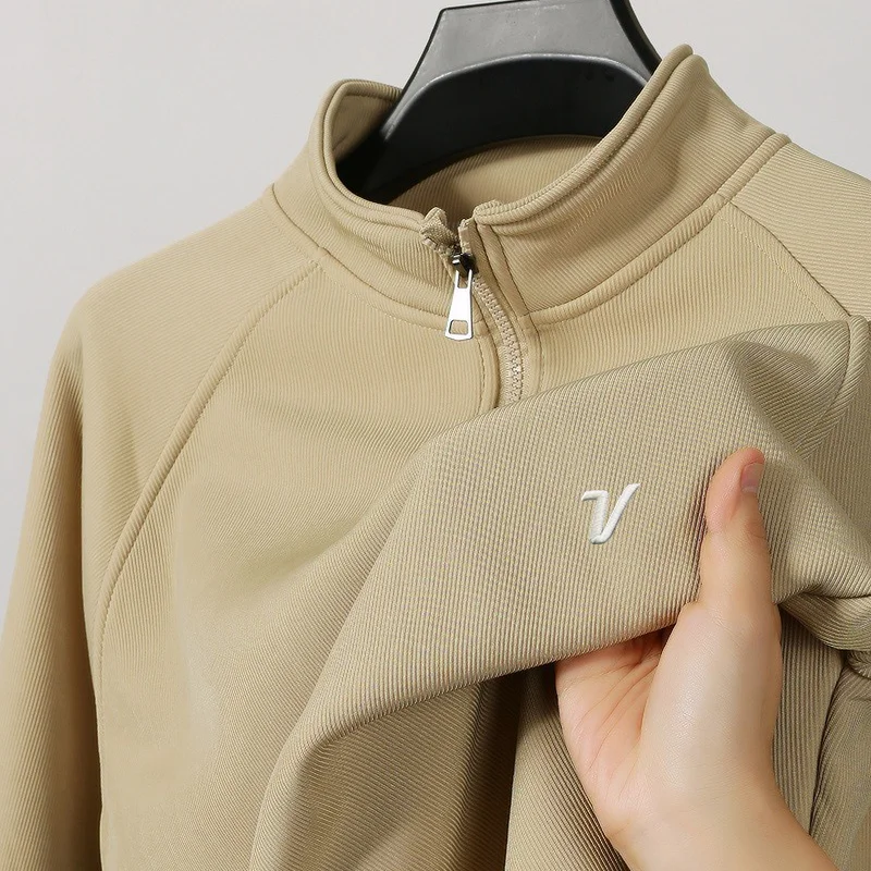 جولف ماركة الرجال البلوز سترة مطرزة نصف قلنسوة بسحاب 2025 الخريف والشتاء جمع أفخم الدافئة ملابس رياضية كاجوال #4