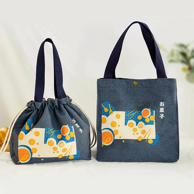 Japanese Style Lunch Bag Thermal Women Picnic Bento Box Thermo Pouch Fresh Keeping Food Container Canvas Lunch Bags for Children