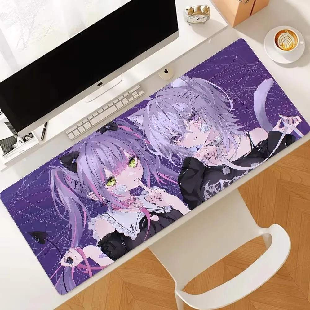 Virtual Artist Idol น่ารัก Nekomata Okayu เมาส์ Pad ยางทั้งหมดขนาด Edgelock ล็อค 1200x600x4 มม.เกมเล่นเสื่อสําหรับ Notebook PC