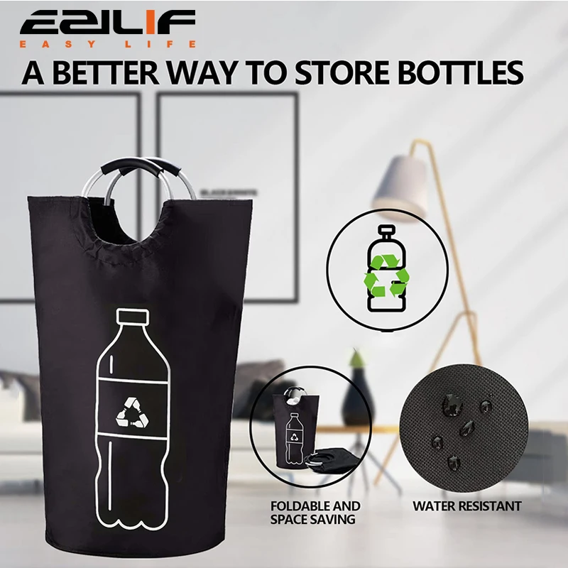 

Aluminum handle recycling bottle storage dirty clothes basket detachable storage basket home folding recycling box